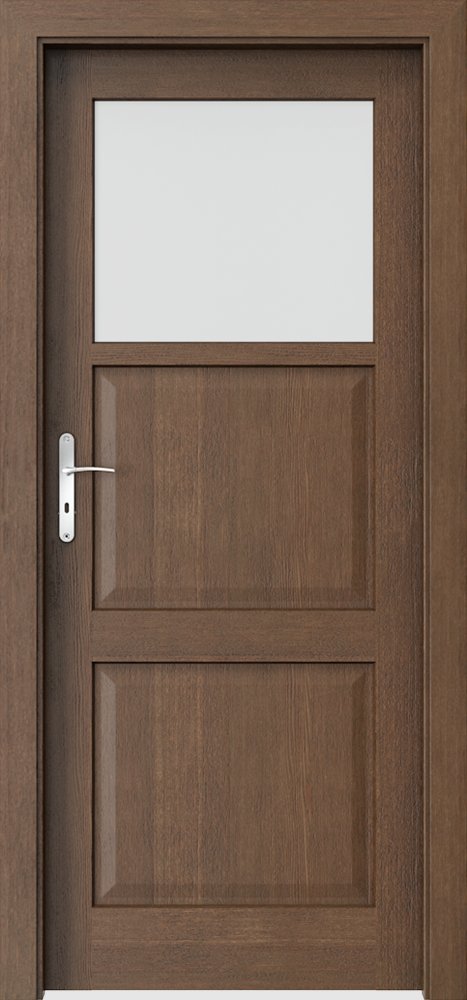 Interiérové dveře PORTA CORDOBA - malé okénko - přírodní dýha Satin - dub hnědý