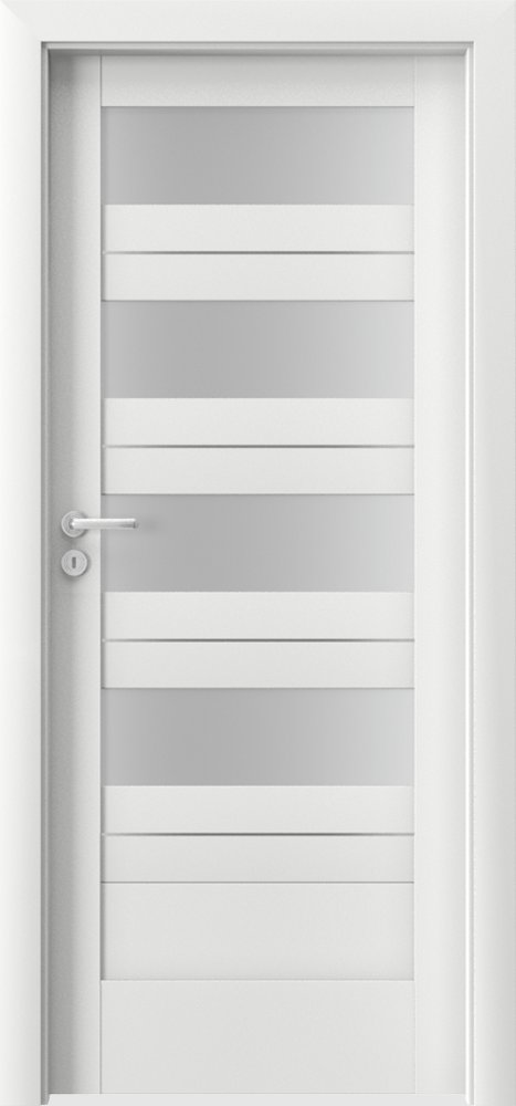 Posuvné interiérové dveře VERTE C - C4 intarzie - folie Premium - bílá