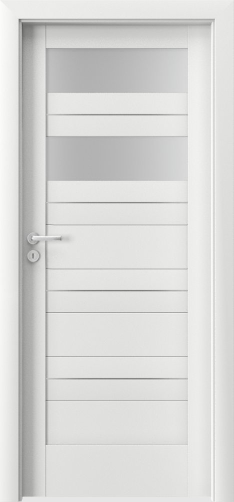 Posuvné interiérové dveře VERTE C - C2 intarzie - folie Premium - bílá