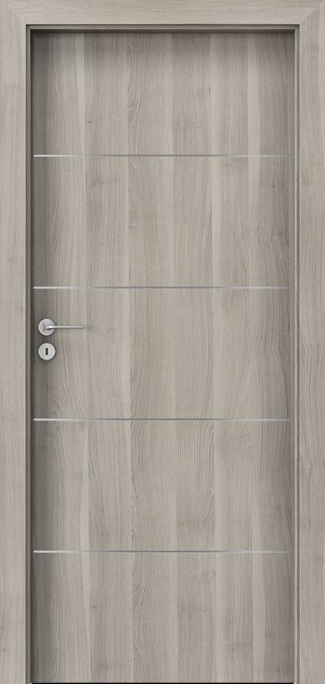 Posuvné interiérové dveře PORTA LINE E.1 - dýha Portasynchro 3D - akát stříbrný