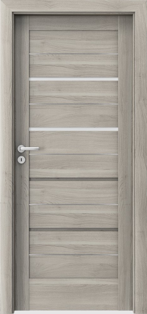 Posuvné interiérové dveře VERTE G - G2 intarzie - dýha Portasynchro 3D - akát stříbrný