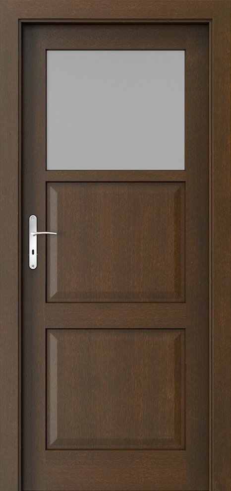 Interiérové dveře PORTA CORDOBA - malé okénko - přírodní dýha Satin - mocca