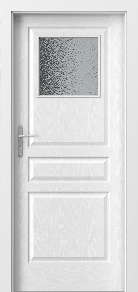 Posuvné interiérové dveře PORTA VÍDEŇ - malé okno - lak standard - bílá