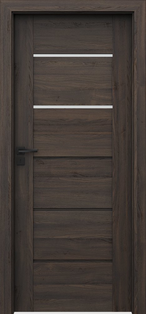 Posuvné interiérové dveře VERTE PREMIUM E - E2 - dýha Portasynchro 3D - dub tmavý 