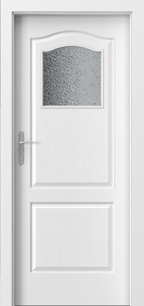 Posuvné interiérové dveře PORTA LONDÝN - malé okno - lak standard - bílá
