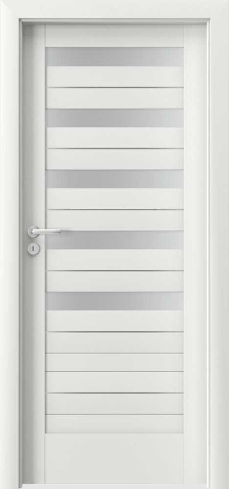 Posuvné interiérové dveře VERTE D - D5 intarzie - dýha Portadecor - bílá