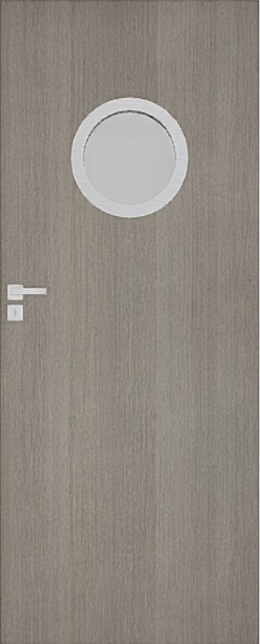 Interiérové dveře DRE STANDARD CPL kulaté okénko - laminát CPL - dub šedý