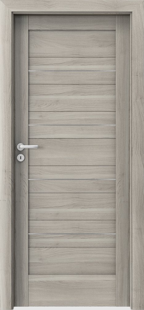 Posuvné interiérové dveře VERTE C - C0 intarzie - dýha Portasynchro 3D - akát stříbrný