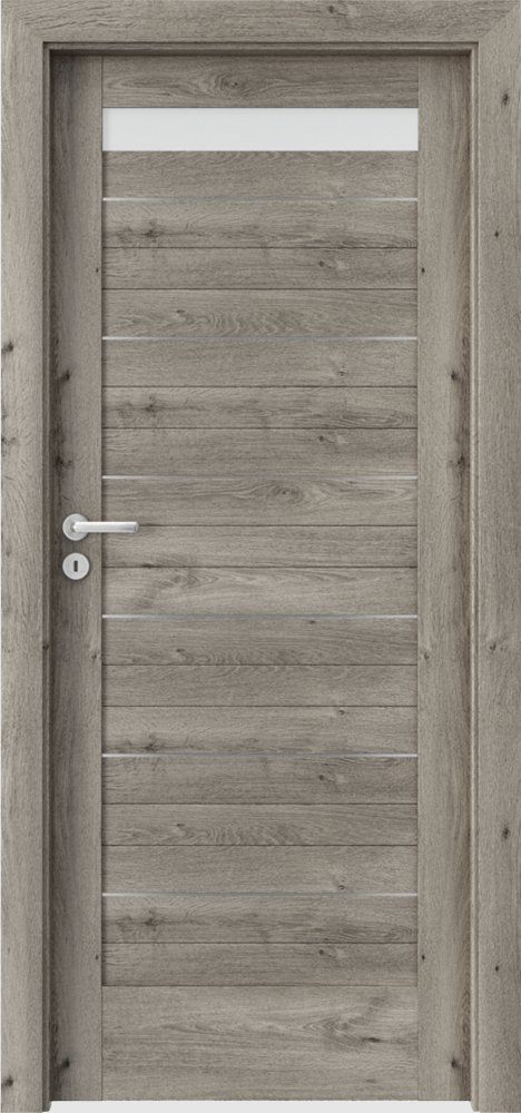 Posuvné interiérové dveře VERTE D - D1 intarzie - dýha Portaperfect 3D - dub Sibiřský