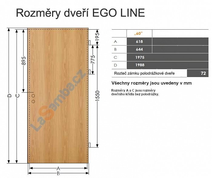 obrázek Interiérové dveře EGO LINE LIMES 1 - Dub Evropský B639, pravé "60", zámek pro BB, voština