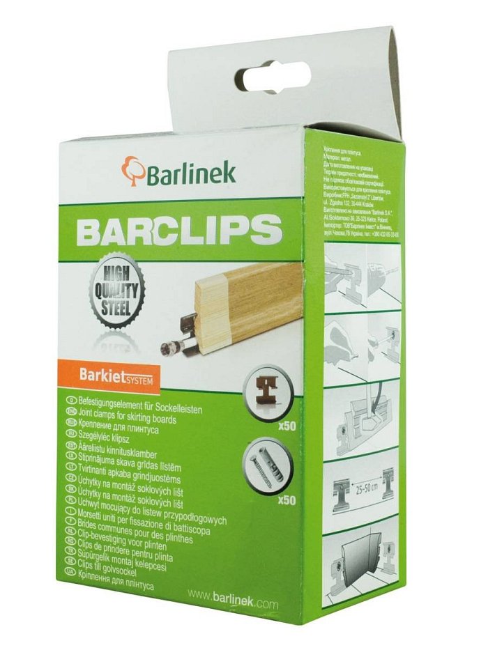 obrázek Barclips - montážní klipy pro soklové lišty Barlinek - 50 ks