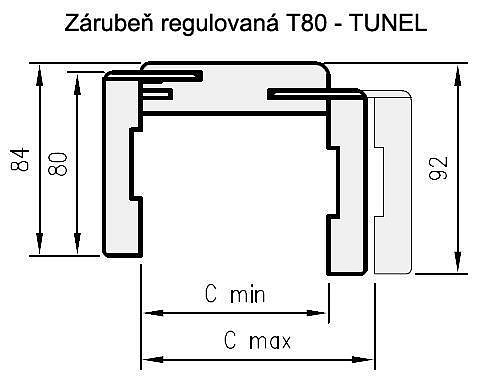 obrázek DRE průchozí zárubeň obložková regulovatelná T80 - TUNEL