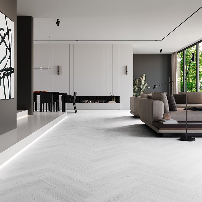 Vinylová SPC podlaha Barlinek Next Step Herringbone - Diamond Oak s integrovanou podložkou