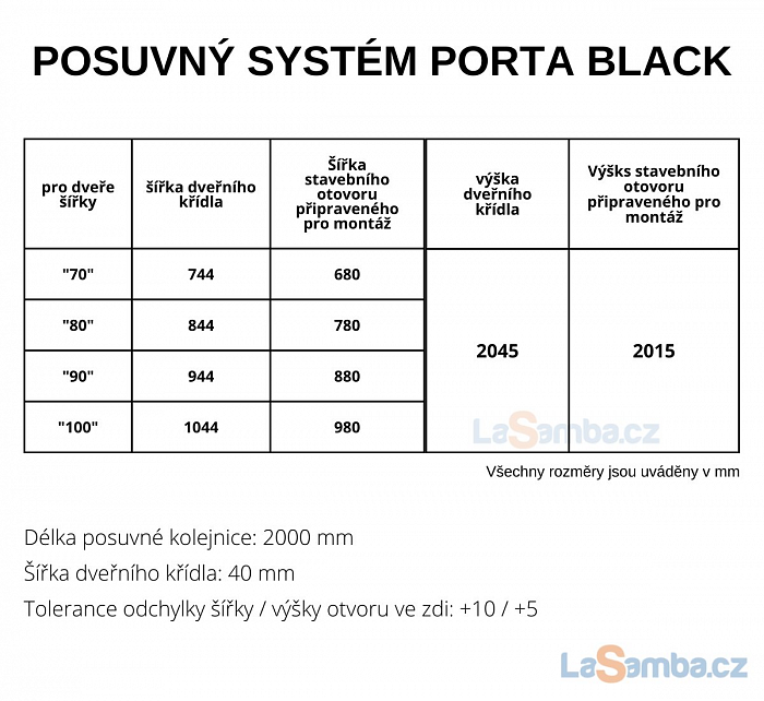 obrázek Posuvný systém PORTA BLACK REA