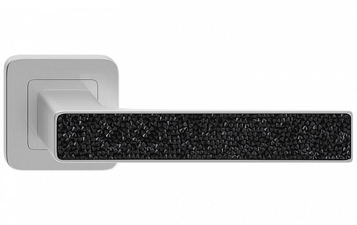 obrázek Klika Deco Glamour - kartáčovaný nikl - dekor černé krystalky (komplet 2ks)