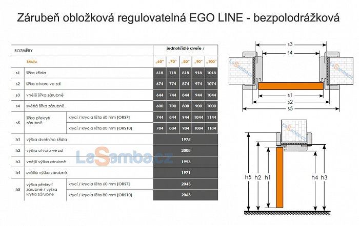 obrázek Zárubeň obložková regulovatelná EGO LINE - bezpolodrážková