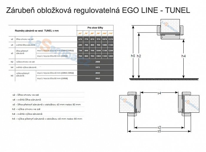 obrázek Zárubeň obložková regulovatelná EGO LINE - TUNEL