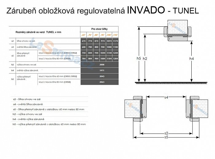 obrázek Zárubeň obložková regulovatelná INVADO - TUNEL